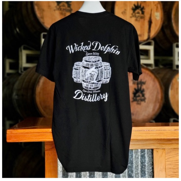 Wicked Dolphin Rum Mens XL Black Frost Barrel Design T-Shirt NWT - Picture 2 of 10